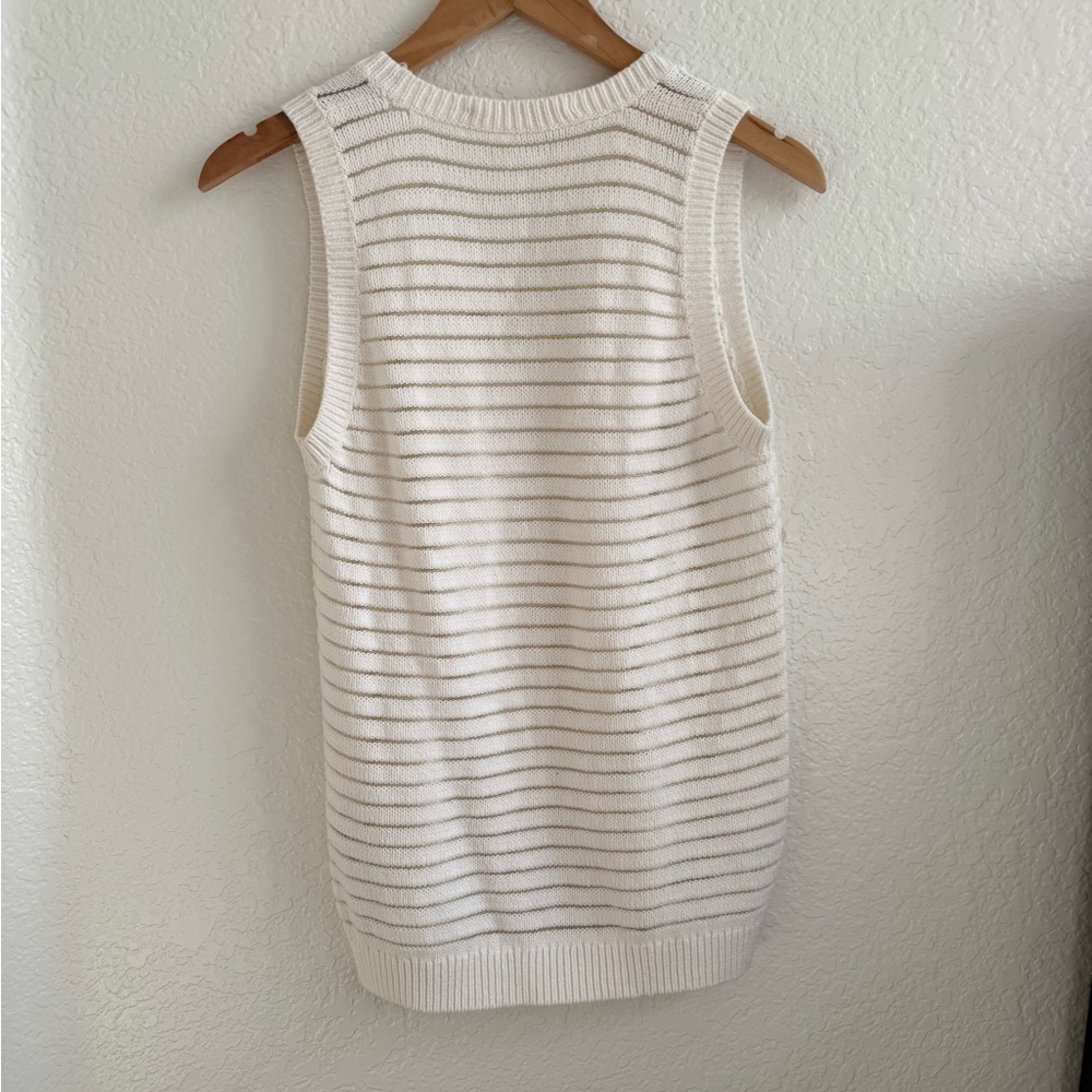 J Brand Open Knit Tank Top White Ivory M - Picture 5 of 5